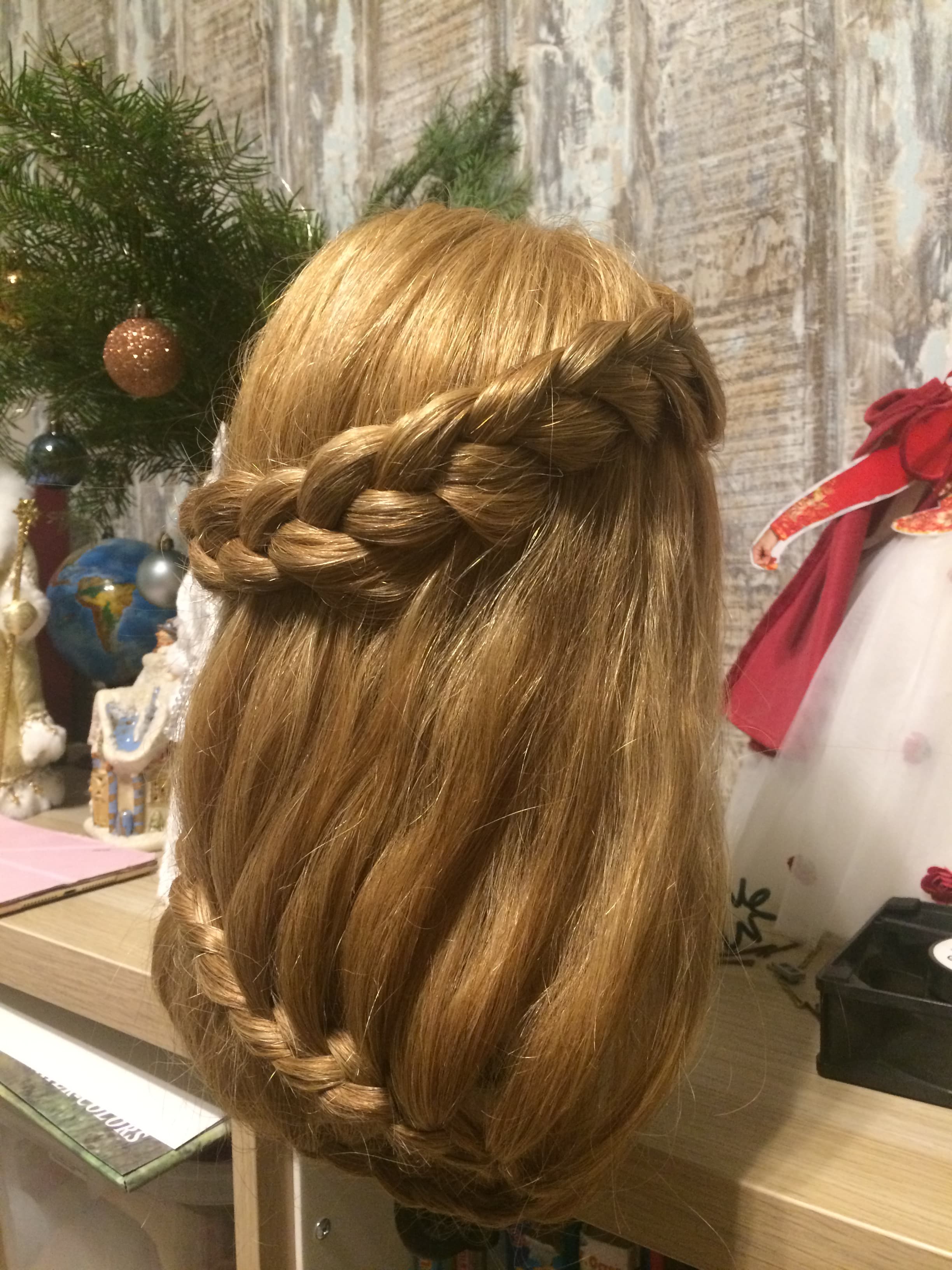 Сложное плетение по голове